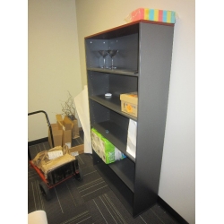 Grey / Cherry 4 Shelf Bookshelf 64" x 36" x 11"